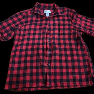 Red and Black Plaid Button-Up Shirt